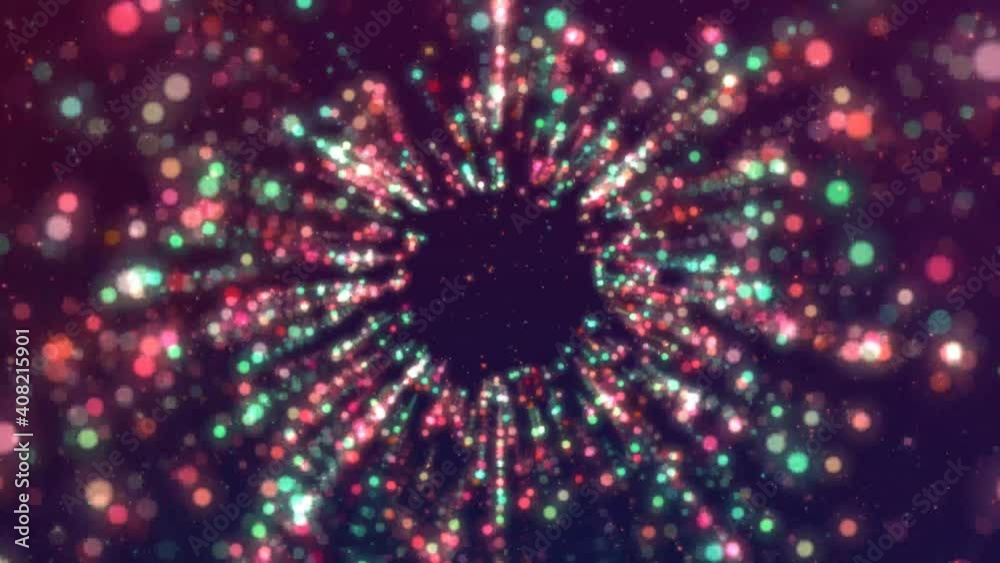 4K Flying Through Particles Tunnel. Bokeh Lights 4K Flying Through Particles Tunnel. Bokeh Lights