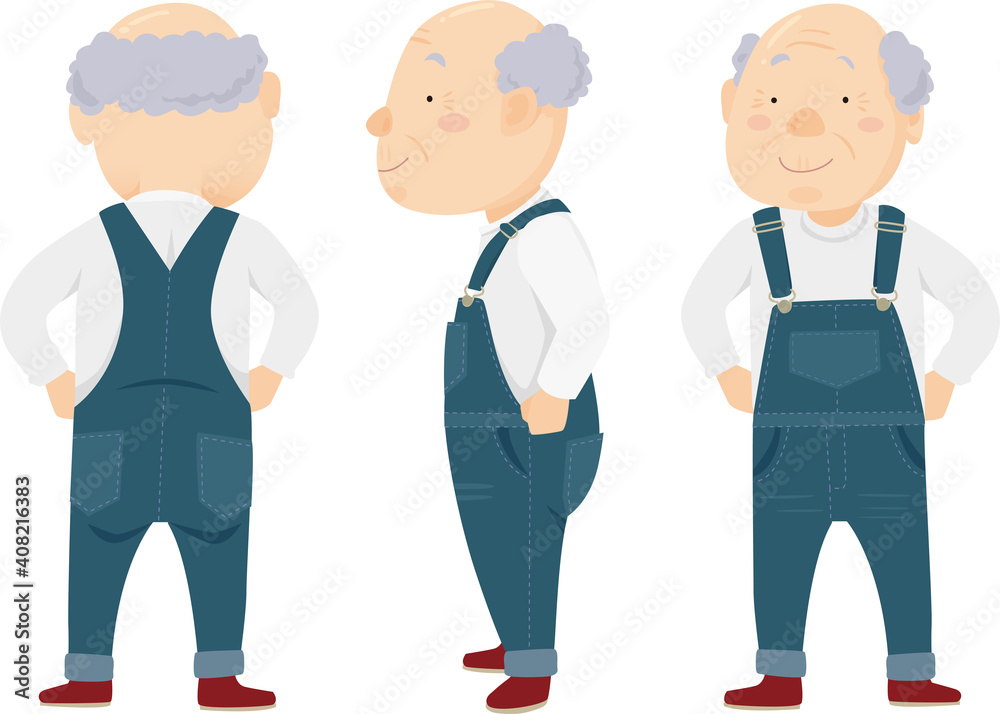 Vector illustration of an elderly man grandfather Vector illustration of an elderly man grandfather