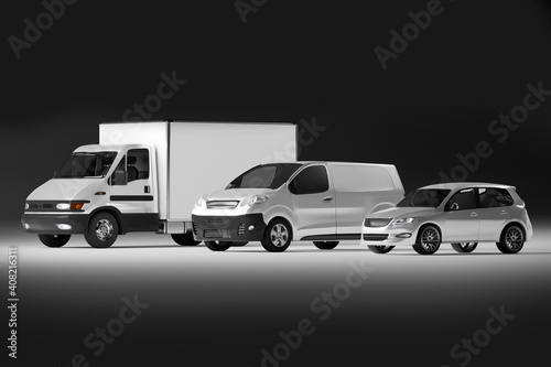 White mini Truck car mock up