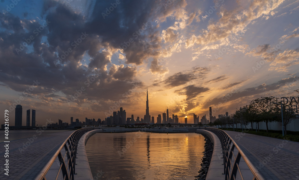 Dubai Skyline Sunset 