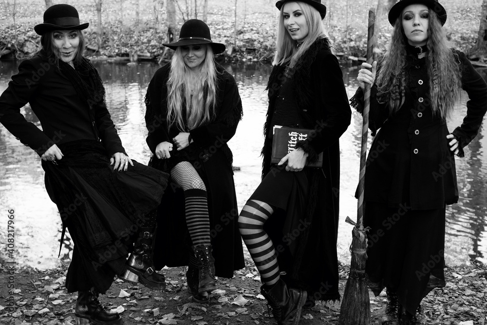 Coven of witches, a group of different friends as witches meet Halloween. Coven of witches, a group of different friends as witches meet Halloween.