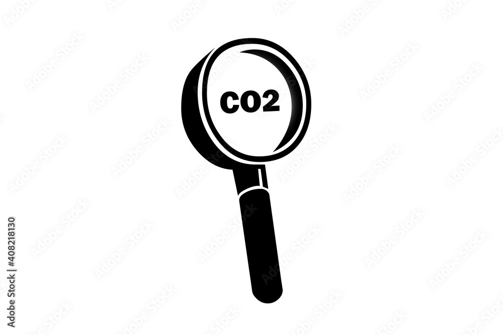 Lupe mit dem Schlagwort CO2 für Klimaschutz Lupe mit dem Schlagwort CO2 für Klimaschutz