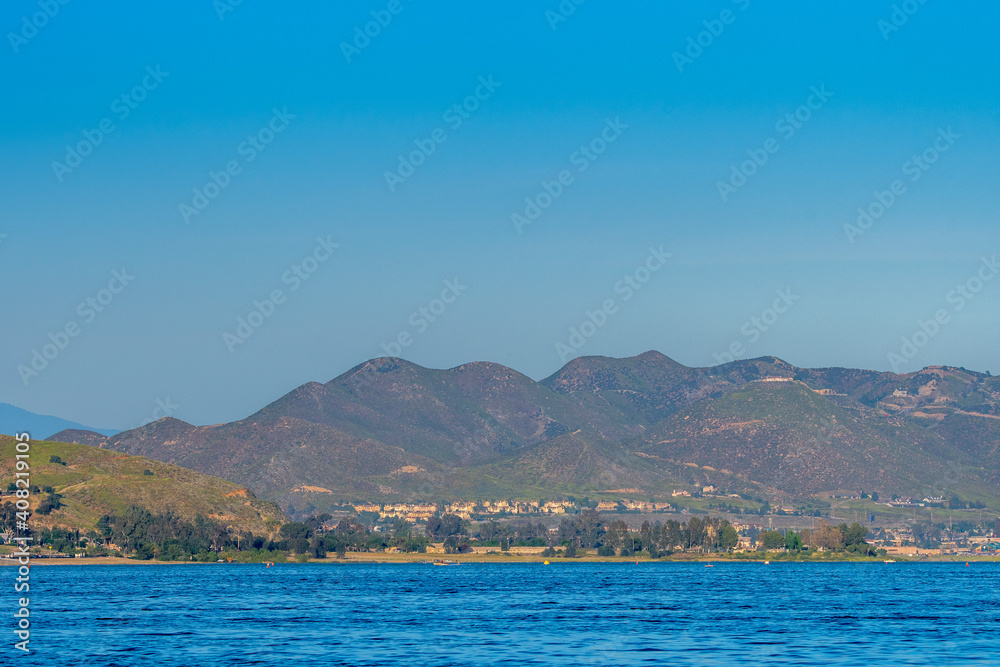 An overlooking view of nature in Lake Elsinore, California