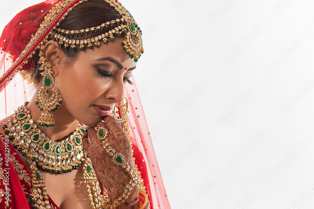 Indian bride wearing traditional jewellery Indian bride wearing traditional jewellery
