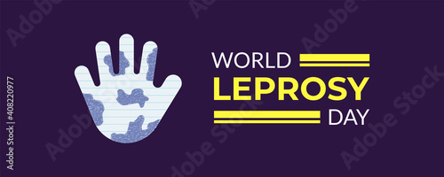 World Leprosy Day vector illustration with hand-shaped paper cut on purple background