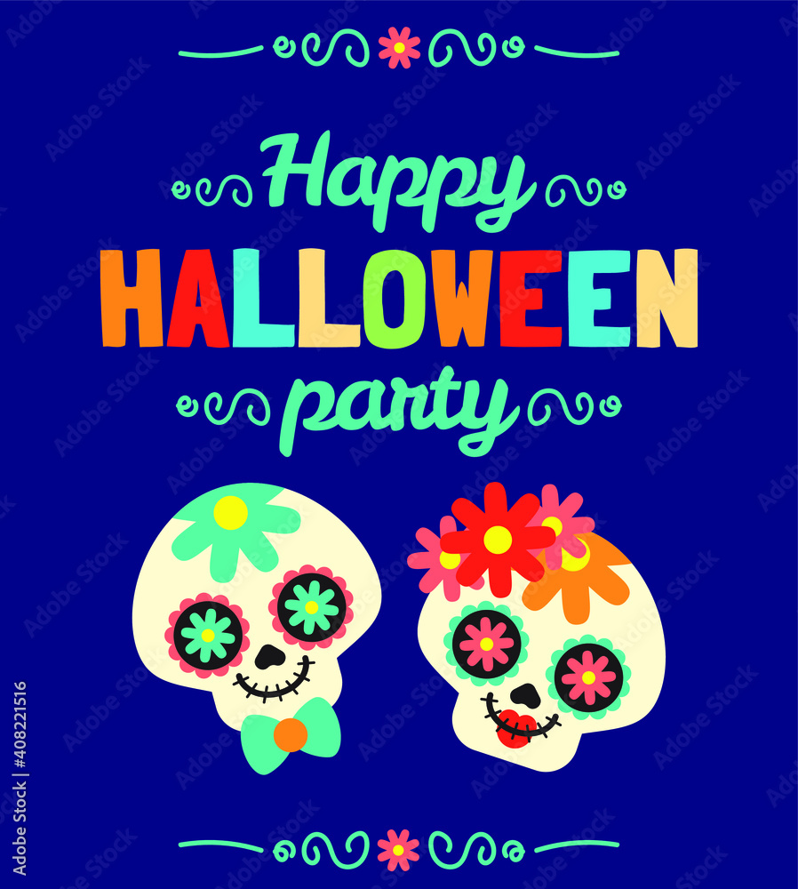 cute halloween holiday greetings event party bat ghost ghoul skull characters