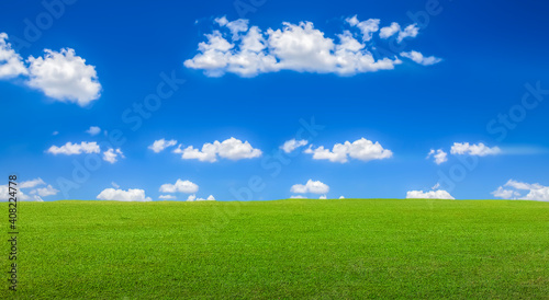  summer landscape scenic view with green meadow and bluesky.