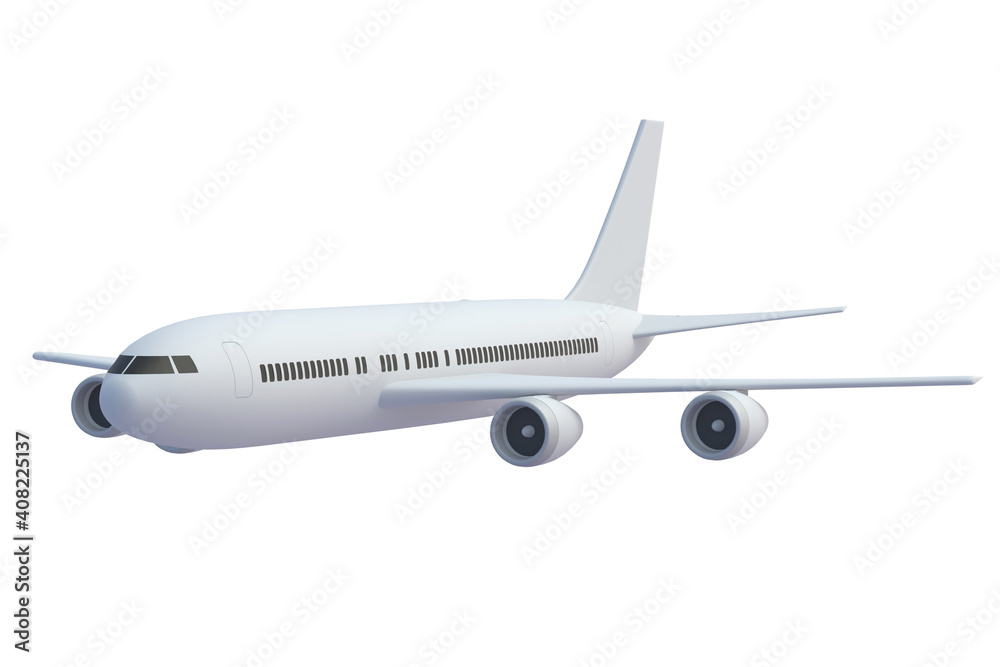 Modern passenger airplane isolated on white background. 3d rendering