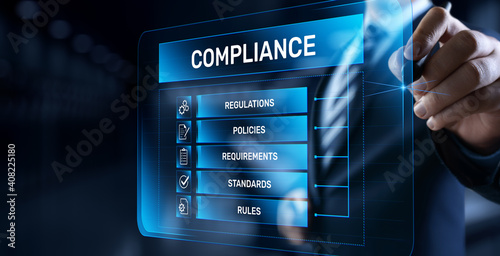Compliance rules regulation policy law. Business technology concept.