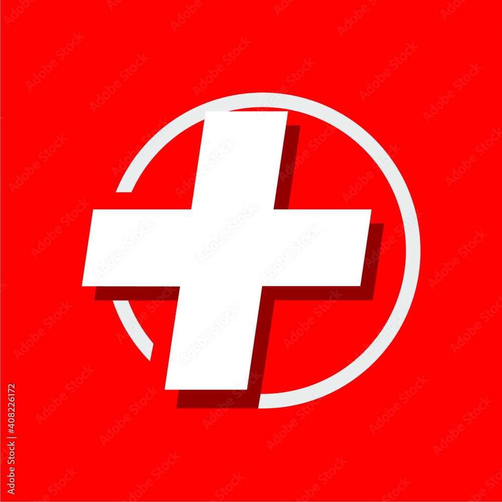 plus sign logo with red background plus sign logo with red background