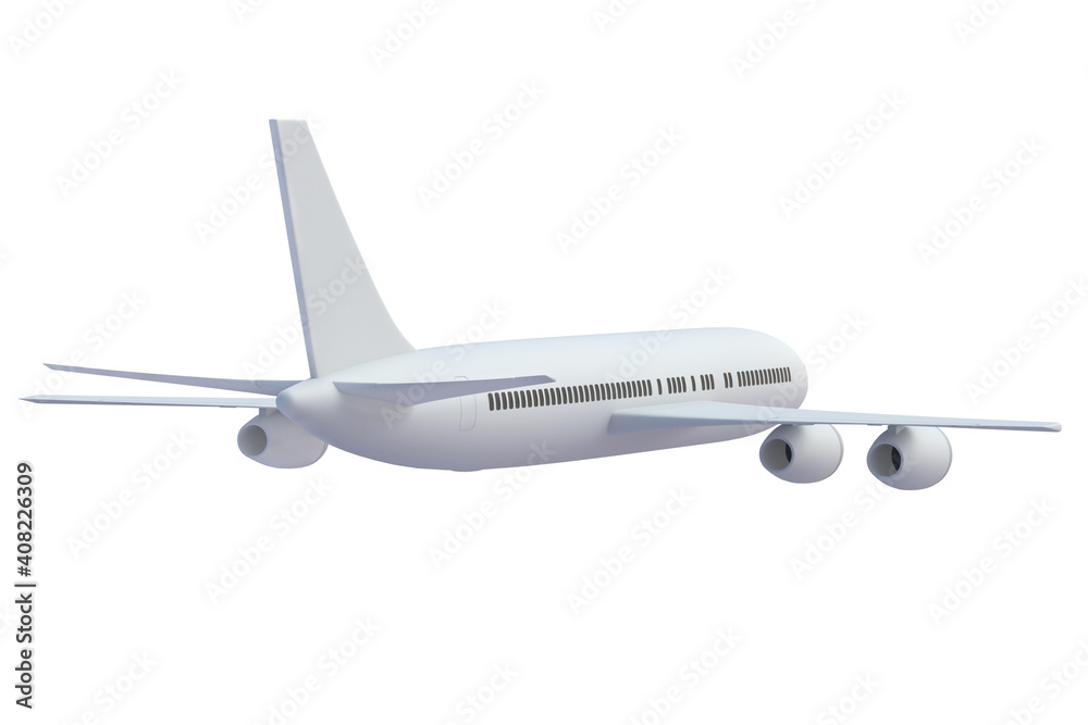 Modern passenger airplane isolated on white background. 3d rendering Modern passenger airplane isolated on white background. 3d rendering