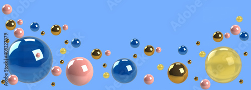 Multicolored sphere ball on blue background, 3d shape, 3d illustration