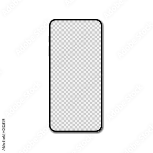 Smartphone blank screen, phone mockup isolated on white background. Vector illustration.