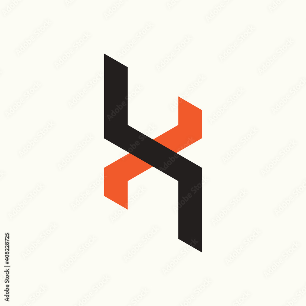 Letter x Black Orange vector concept Letter x Black Orange vector concept