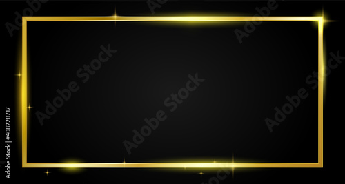 Gold frame square art decoration wallpaper vintage vector on dark background.