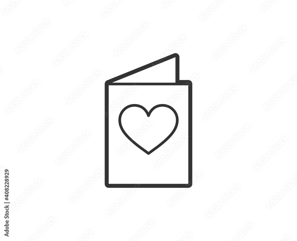 Postcard icon. Valentine's day black line sign. Premium quality graphic design pictogram. Outline symbol icon for web design, website and mobile app on white background. Monochrome holidays icon Postcard icon. Valentine's day black line sign. Premium quality graphic design pictogram. Outline symbol icon for web design, website and mobile app on white background. Monochrome holidays icon