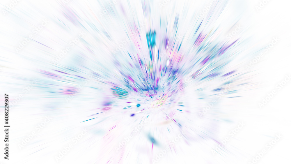 Obraz premium Abstract blue and purple fireworks. Holiday background with fantastic light effect. Digital fractal art. 3d rendering.