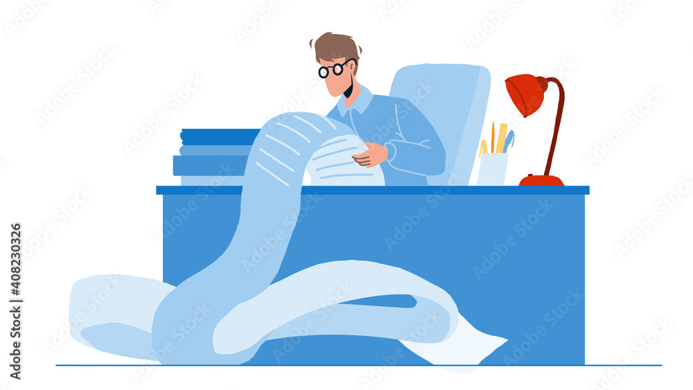 Obraz premium Businessman Busy With Paperwork In Office Vector