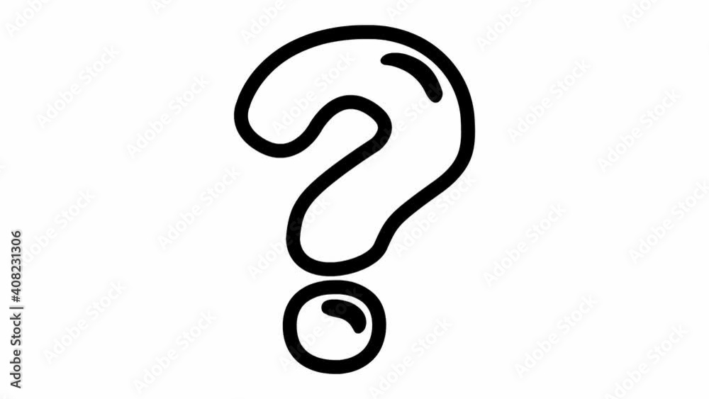 Animated line symbol of question mark. Looped video. Vector illustration isolated on a white background.