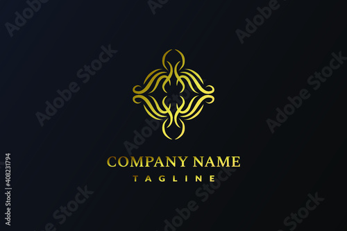 Luxury Abstract Logo Design with gold color