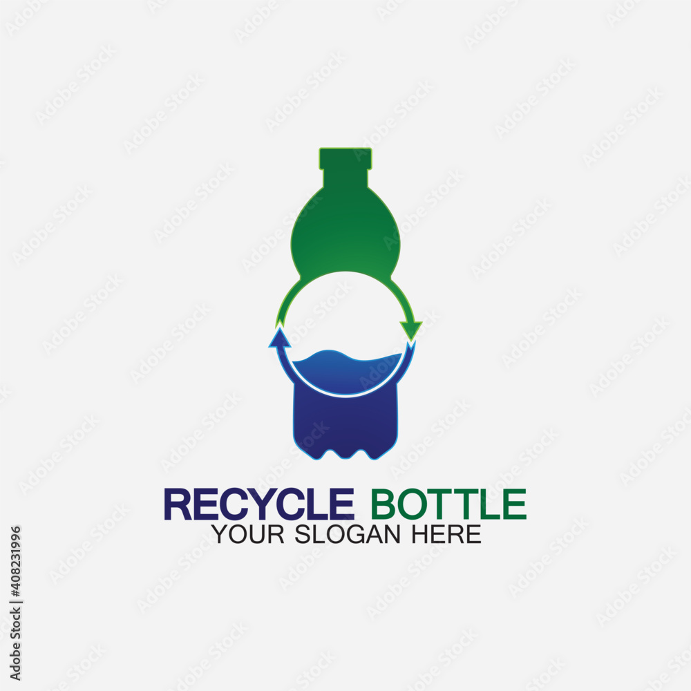 Recycle plastic bottle logo icon vector illustration design.Bottle with
