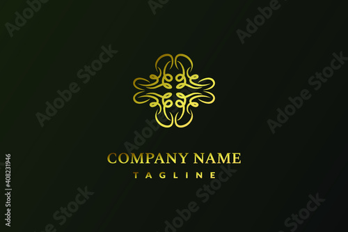 Luxury Abstract Logo Design with gold color