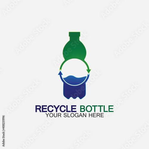 Recycle plastic bottle logo icon vector illustration design.Bottle with recycle symbol. Plastic recycling symbol flat icon-vector illustration