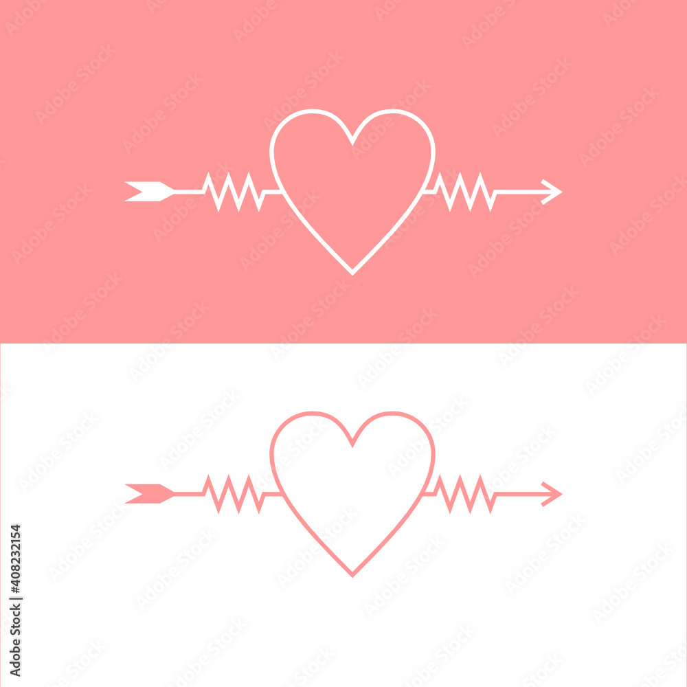 illustration of heart and arrow. Fall in love. Love signal