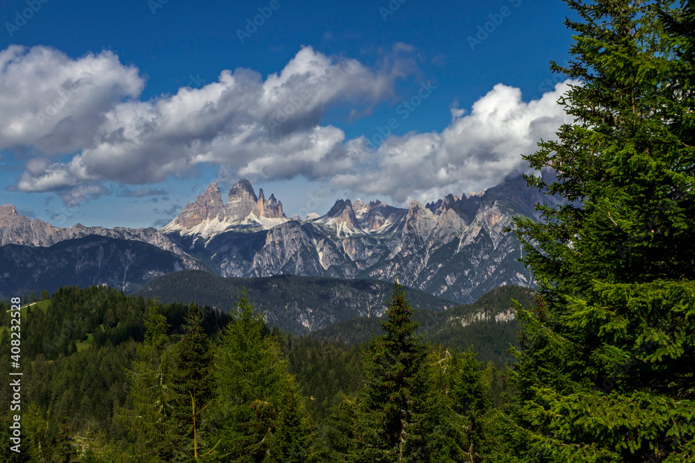 Suggestive view of the Dolomites mountain in a clarely summer morning. Suggestive view of the Dolomites mountain in a clarely summer morning.