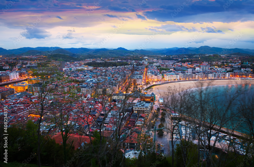 view of San Sebastian in evening. Basque Country, Spain