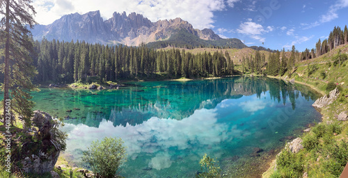 Fototapeta Naklejka Na Ścianę i Meble -  Lake Carezza in the Dolomites in Alto Adige, Italy