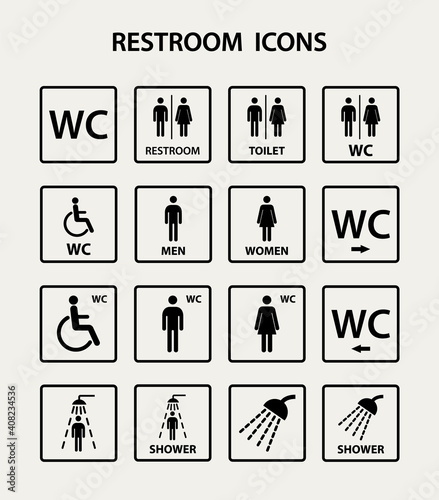 Restroom icons with man and women. EPS10 vector illustration.