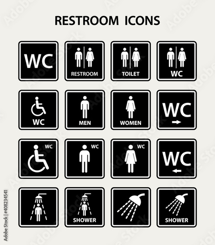 Restroom icons with man and women. EPS10 vector illustration.