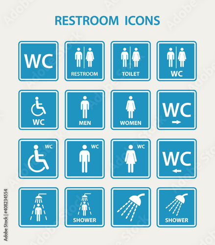 Restroom icons with man and women. EPS10 vector illustration.