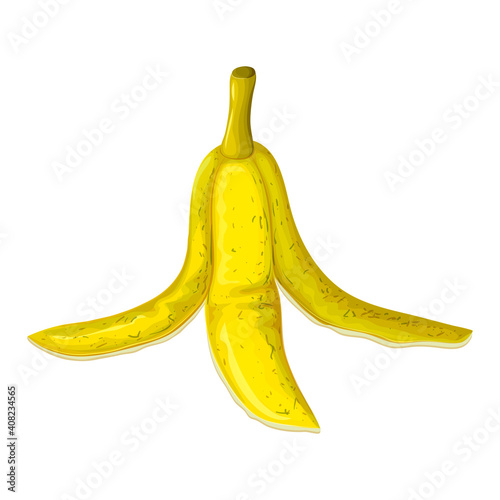 banana peel vector illustration isolated on white background. banana skin single icon in cartoon style. garden fertilizer, natural and biodegradable waste. slippery fruit shell. great for your design.