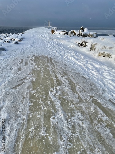 Baltic Sea winter coast beach Daugavgriva Latvia