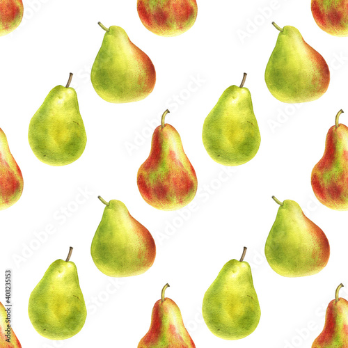 watercolor seamless pattern with drawing fruits