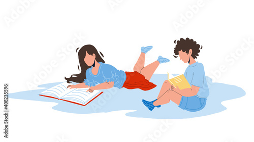 Children Read Information In Education Book Vector