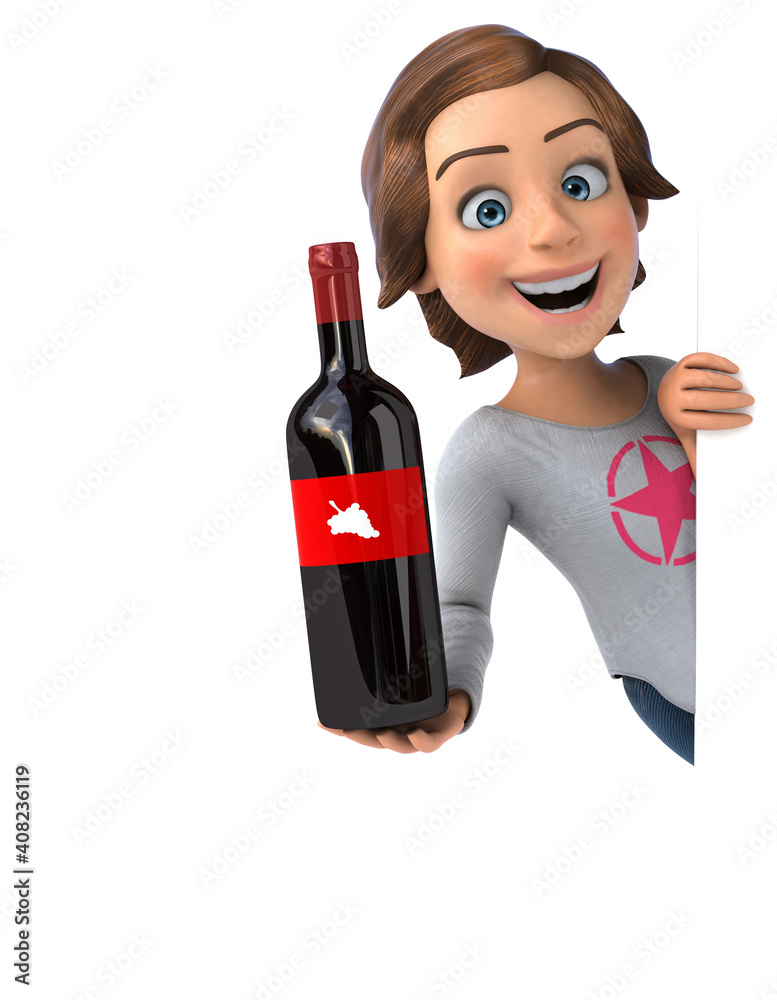 Fun 3D illustration of a cartoon teenage girl Fun 3D illustration of a cartoon teenage girl