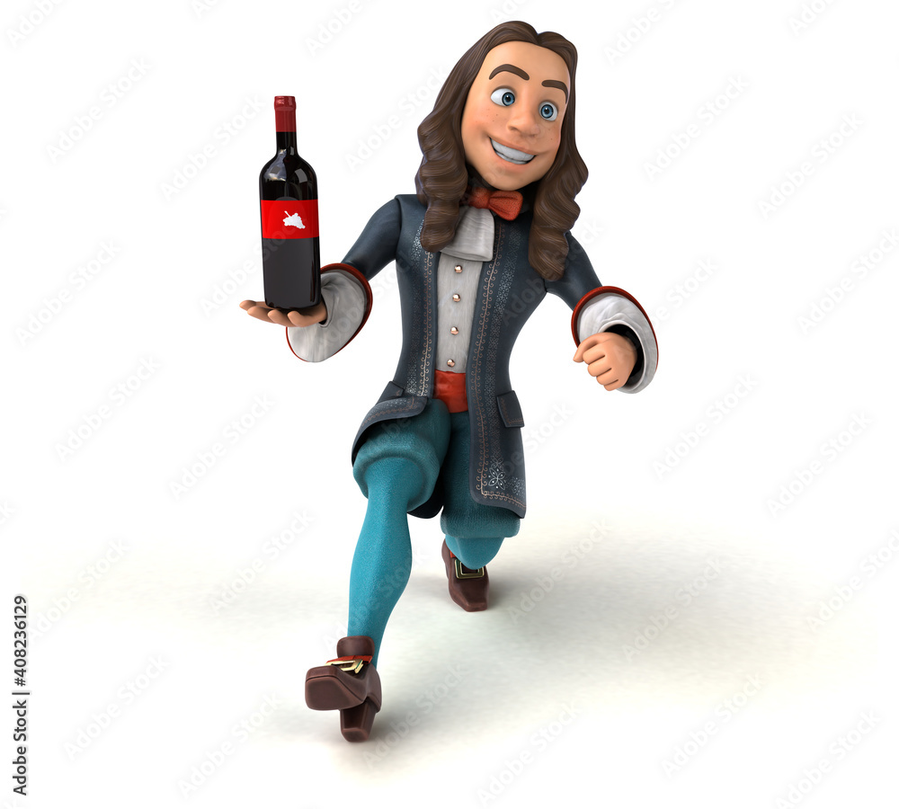 3D Illustration of a cartoon man in historical baroque costume 3D Illustration of a cartoon man in historical baroque costume
