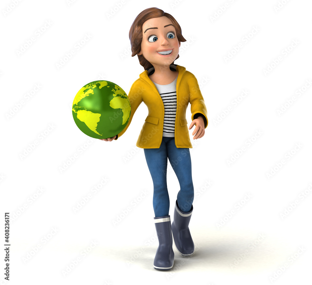 Fun 3D illustration of a cartoon teenage girl Fun 3D illustration of a cartoon teenage girl
