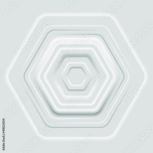 Multilayered light gray hexagon frame. Abstract geometric background