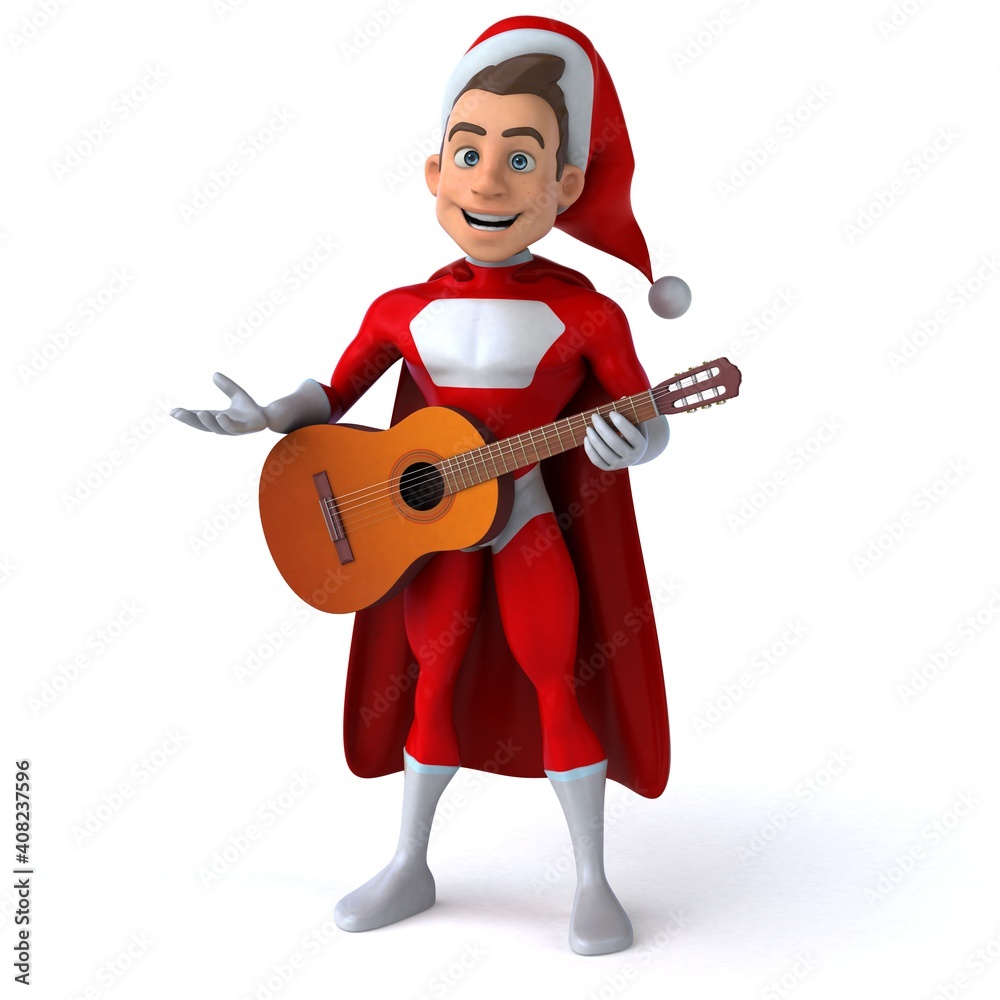 Fun 3D illustration of a fun super santa claus Fun 3D illustration of a fun super santa claus