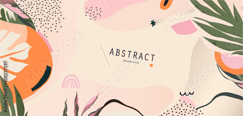 Abstract floral organic shapes background. Contemporary modern hand drawn vector illustration. 