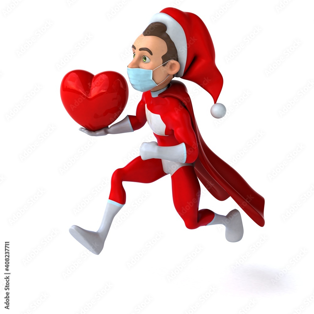 Fun 3D illustration of a cartoon Santa Claus with a mask Fun 3D illustration of a cartoon Santa Claus with a mask