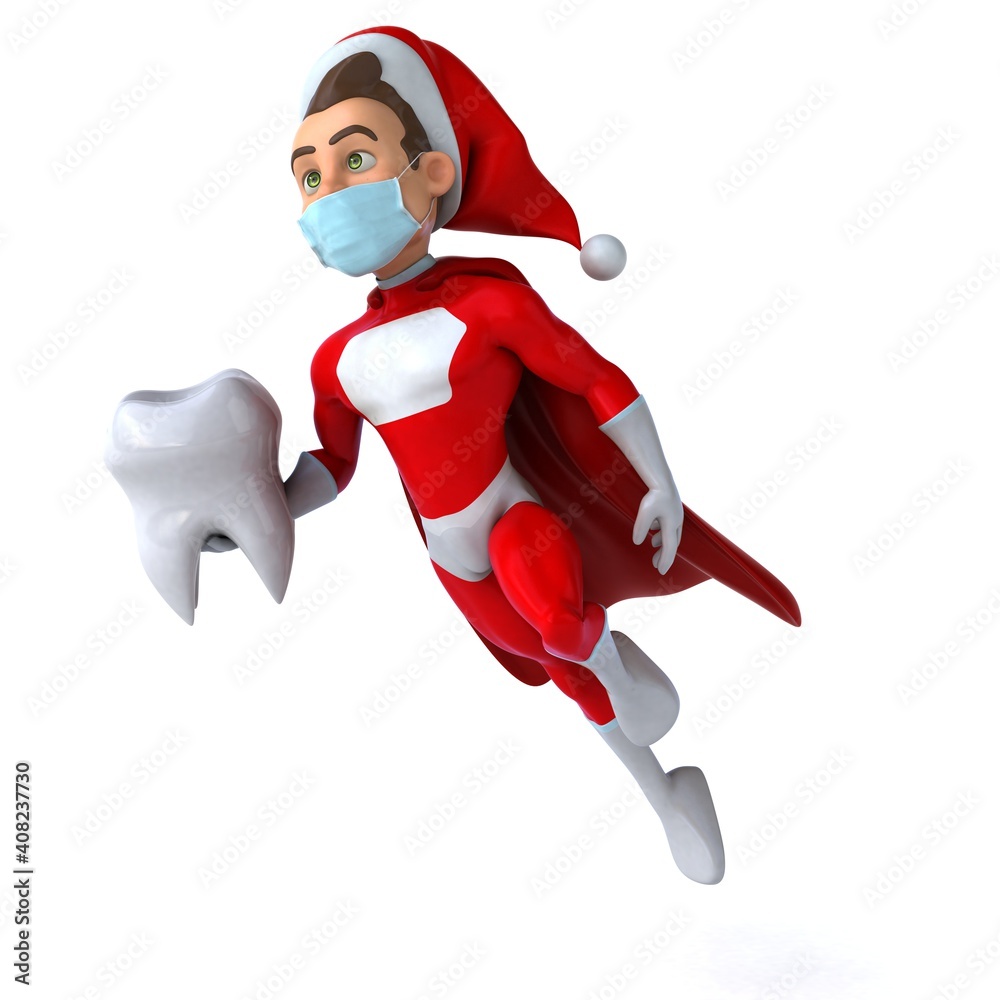 Fun 3D illustration of a cartoon Santa Claus with a mask Fun 3D illustration of a cartoon Santa Claus with a mask