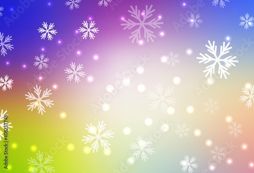 Light Multicolor vector background with beautiful snowflakes, stars.
