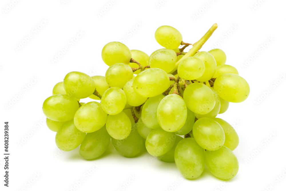 Green grape bunch isolated on white background.