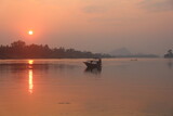 Cambodia. Mekong river. Sunset on the Mekong River, in the province of Stung Treng, border with Laos.