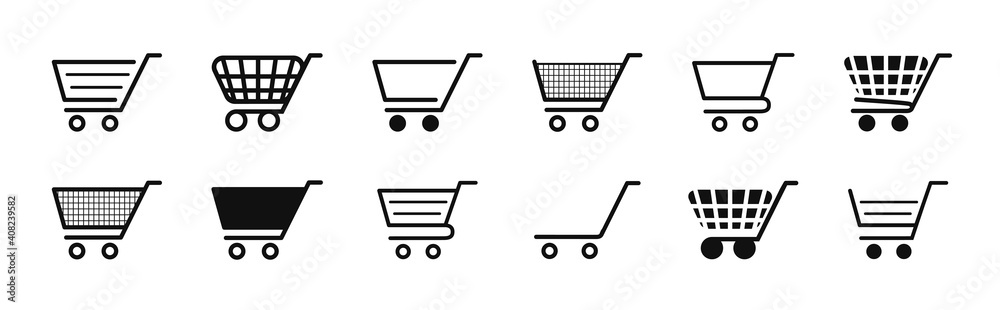 Cart icon. Trolley for shop. Symbol of online basket and buy. Icon for add of purchase and merchandise. Logo of retail, supermarket and store. Set of signs for market, commerce, shopping. Vector Cart icon. Trolley for shop. Symbol of online basket and buy. Icon for add of purchase and merchandise. Logo of retail, supermarket and store. Set of signs for market, commerce, shopping. Vector